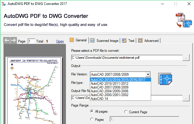 Qualquer conversor de PDF para DWG Raton